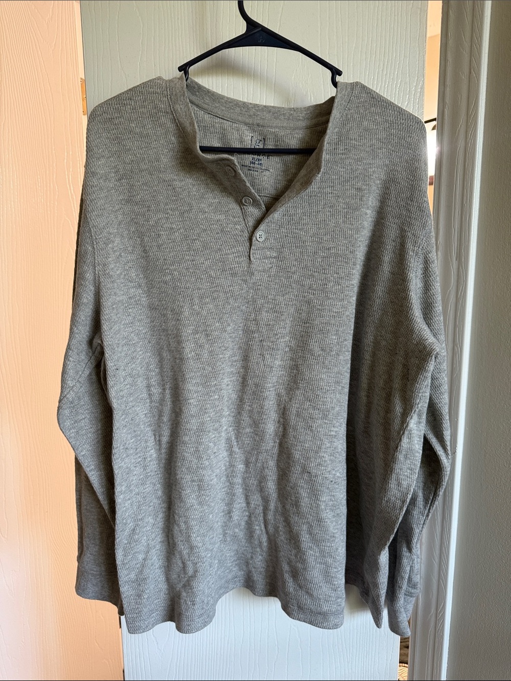 George Light Gray Waffle Knit Henley Shirt